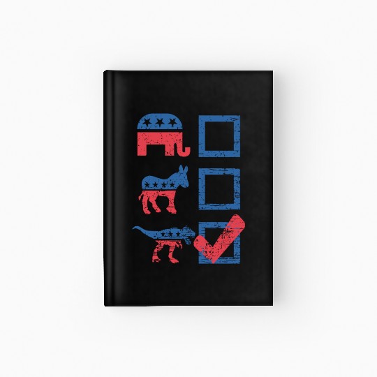 Election Ballot USA Flag Elephant Donkey Dino Gift Hardcover Journal