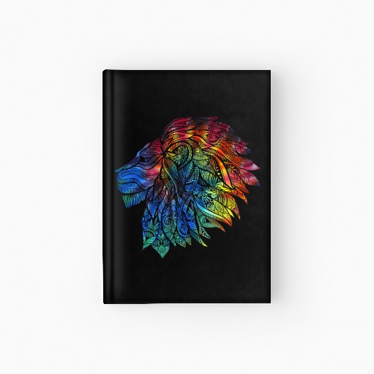 Psychedelic Lion Design Gift. Rainbow Mandala Hardcover Journal