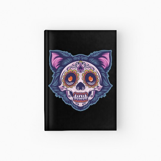 Mexican skull cat Hardcover Journal