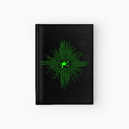 Power Circuit Tech Nerd CPU Green Hardcover Journal