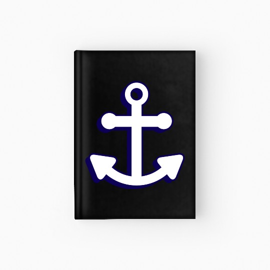 Nautical boat anchor in navy blue and white 3D Hardcover Journal
