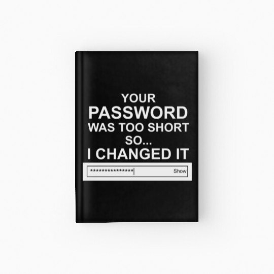 Computer Hacker Cybersecurity Your Password Was Hardcover Journal