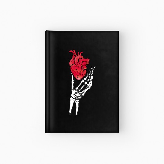 Skeleton hand and red heart Hardcover Journal