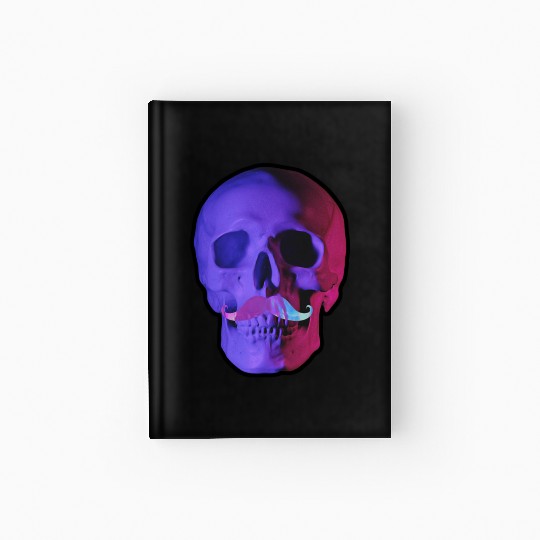 Neon Mustache Skull Hardcover Journal
