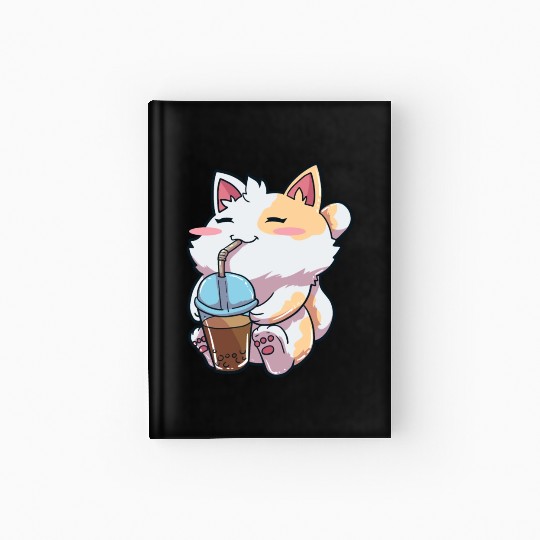 Cat Bubble Tea Anime Hardcover Journal