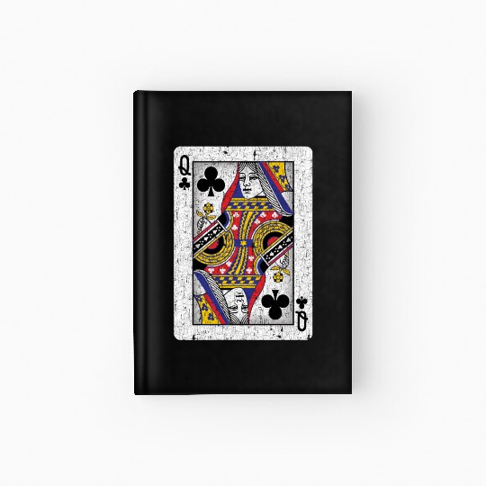 queen of clubs playing card Hardcover Journal
