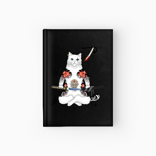 Japanese Samurai Cat Katana Ninja Yakuza Tattoo Hardcover Journal