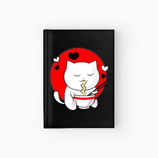 Kawaii Ramen Anime Cat Japanese Manga Hardcover Journal
