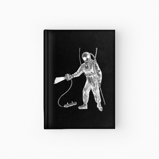 Vintage Diver with Helmet and an Underwater Lamp Hardcover Journal