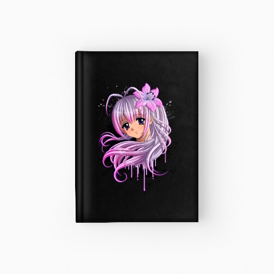 Cute Anime Girl Hardcover Journal