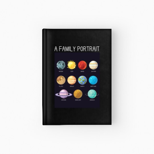 Outer Space Nerd Solar System Planets Sun Moon Hardcover Journal