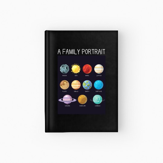 Outer Space Nerd Solar System Planets Sun Moon Hardcover Journal