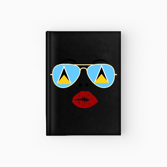 Saint Lucia Flag St Lucia Sunglasses Lips Kiss Hardcover Journal