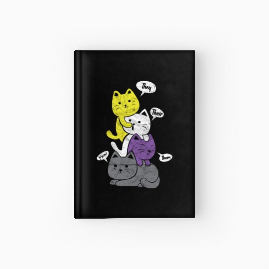 Non Binary Cats They Their Meow Them Hardcover Journal