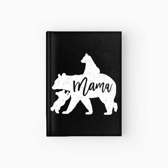 Mama Bear 2 Baby Bear Cubs Playing Riding on Back Hardcover Journal