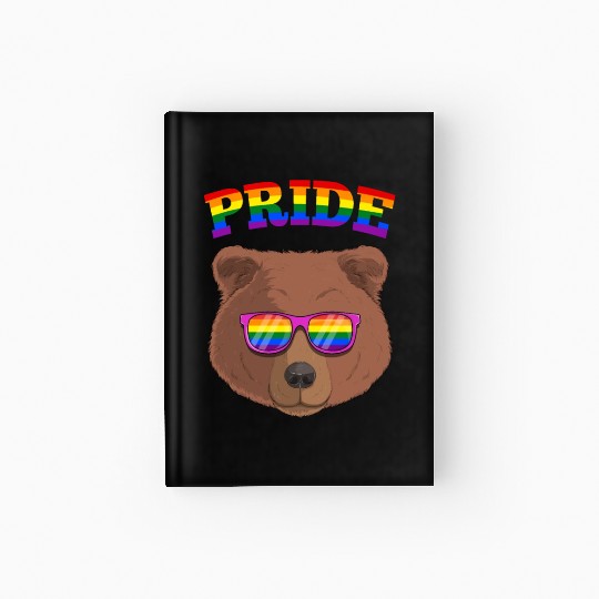 Gay Pride Grizzly Bear with LGBT Rainbow Hardcover Journal