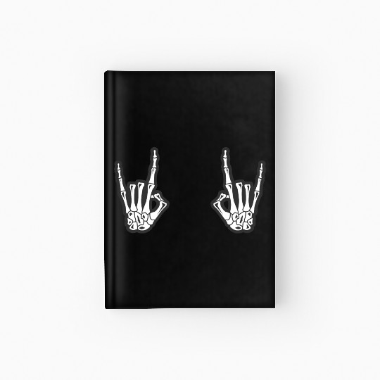 Skeleton Hands Rock N Roll Sign of the Horns Corna Hardcover Journal