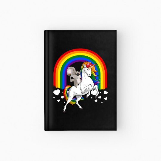 LGBT Koala Bear Riding Unicorn Gay Pride Rainbow Hardcover Journal