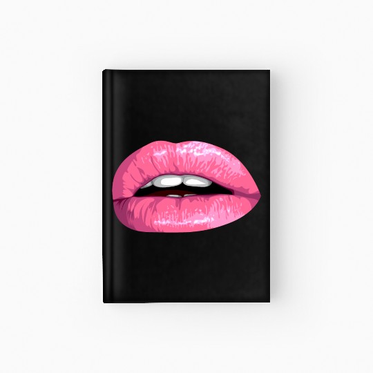 realistic sexy pink lips vector illustration Hardcover Journal