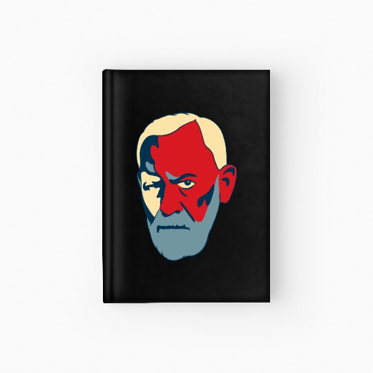 Sigmund Freud Portrait - Red and Blue Hardcover Journal