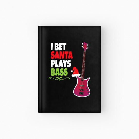 Gift for Bass Guitar Player Cool Santa Christmas Hardcover Journal