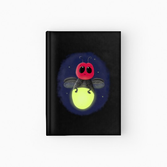 Cute lightning bug firefly cartoon illustration Hardcover Journal