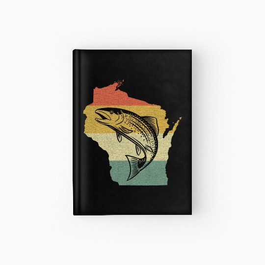Vintage Retro Sunset Wisconsin Fishing Hardcover Journal