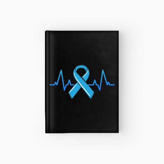Prostate Cancer Fighter Heartbeat Hardcover Journal Blue Ribbon