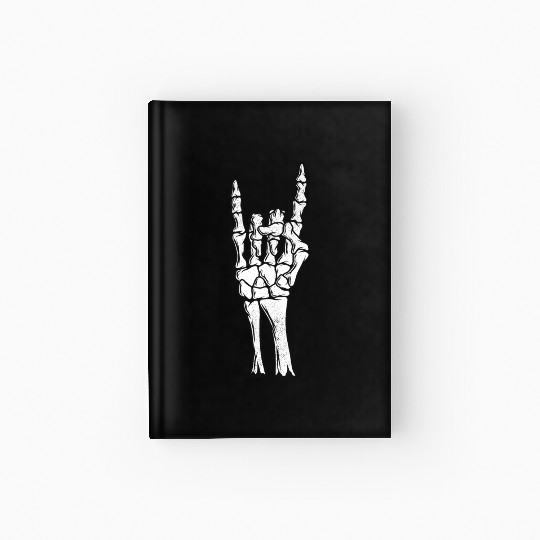 Skeleton Hand Devil Horns Hand Sign Halloween Gift Hardcover Journal