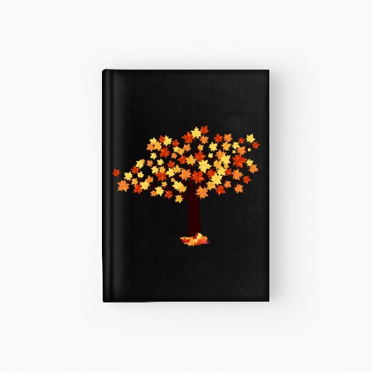 Colorful autumn tree orange red leaves fall time Hardcover Journal