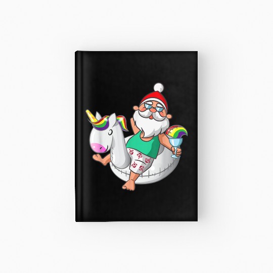 Christmas in July Santa Hawaiian Unicorn Swim Hardcover Journal