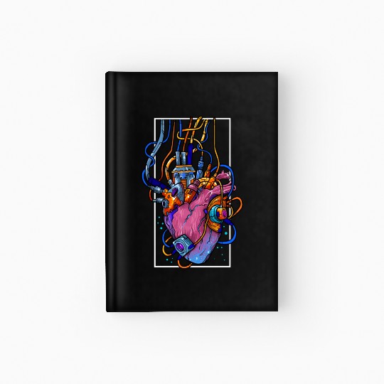 Cyborg Robot Heart Vaporwave Futuristic Cyberpunk Hardcover Journal