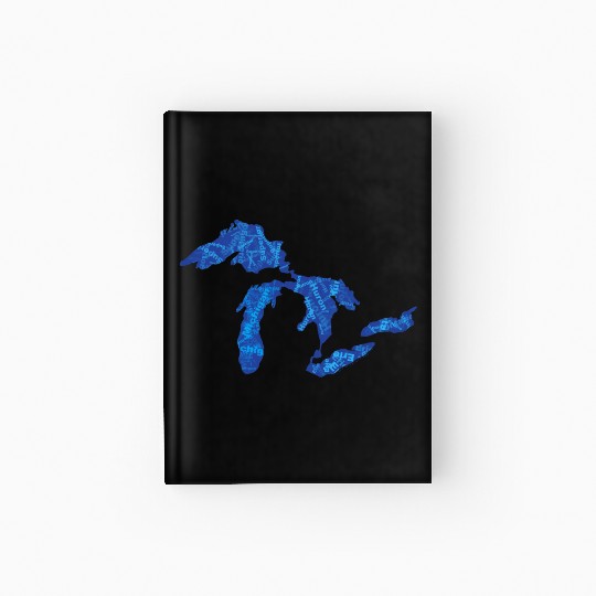 Great Lakes with Names Hardcover Journal