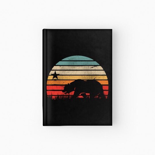 California Bear Retro Vintage Sunset Hardcover Journal