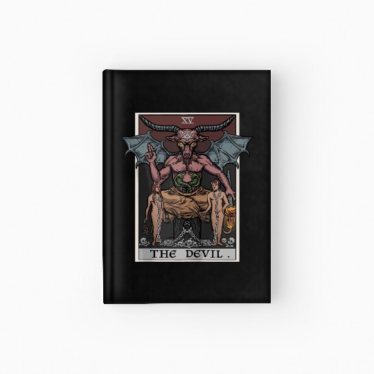 The Devil Tarot Card Halloween Baphomet Satanic Ba Hardcover Journal