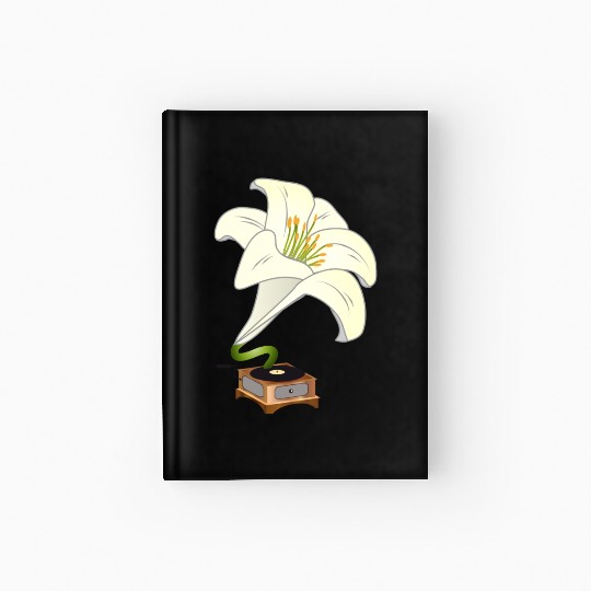 nostalgic lilies flowers blossoms gramophone Hardcover Journal
