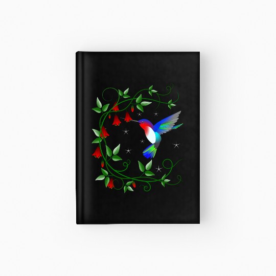 Hummingbird with red flowers Hardcover Journal