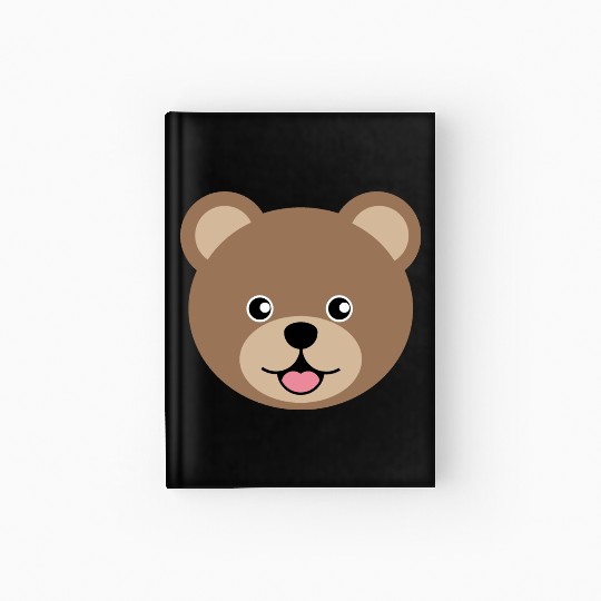 Cute Brown Teddy Bear Face Hardcover Journal