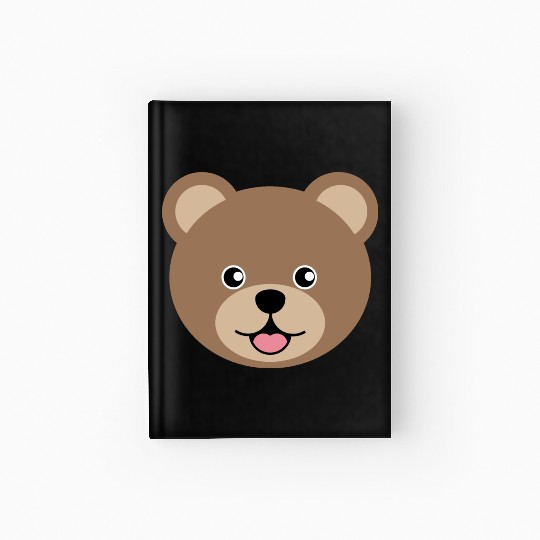 Cute Brown Teddy Bear Face Hardcover Journal