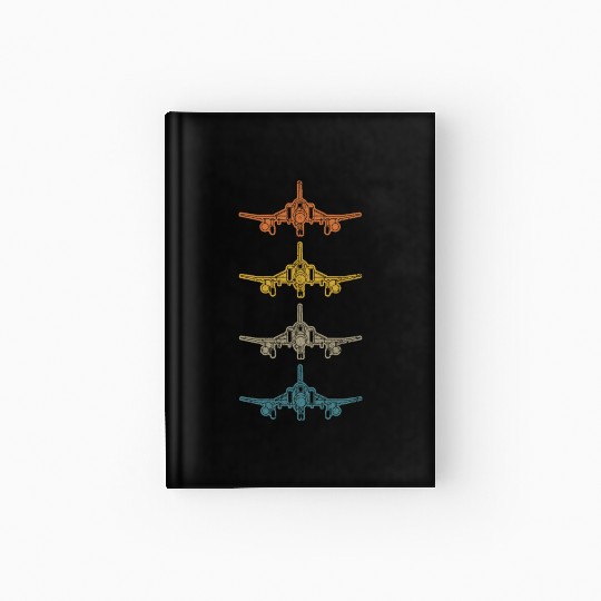 Retro F-4 Phantom Fighter Jet Vintage F4 Airplane Hardcover Journal