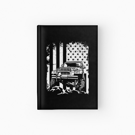 American US Flag Jeep adventure lifestyle Hardcover Journal