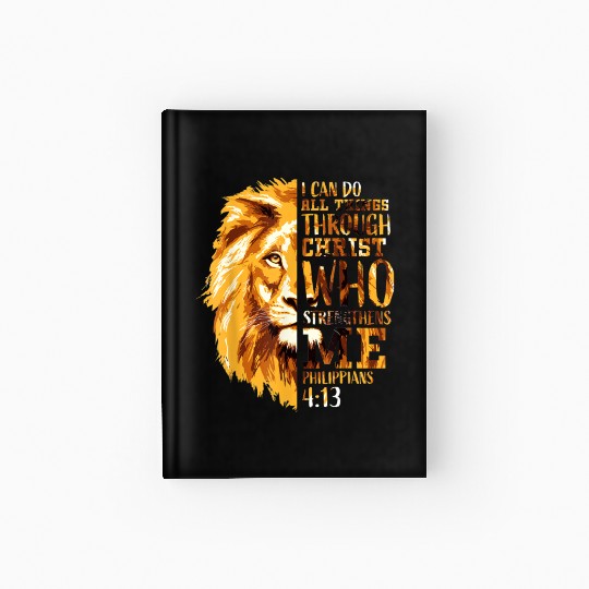 Mens Philippians 413 Christian Bible Verse Lion H Hardcover Journal