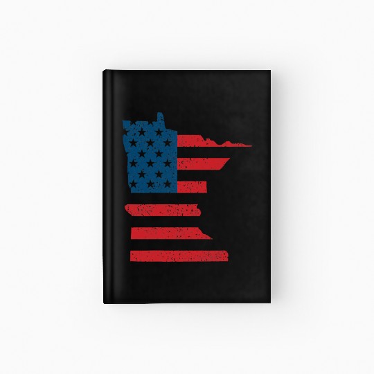 Minnesota Vintage American Flag USA Patriotic Hardcover Journal