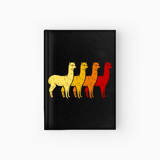 Retro Llama Alpaca Sunset Art Boy Girl Kids Animal Hardcover Journal