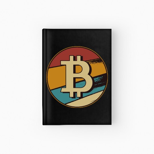 Bitcoin retro sunset crypto design Hardcover Journal