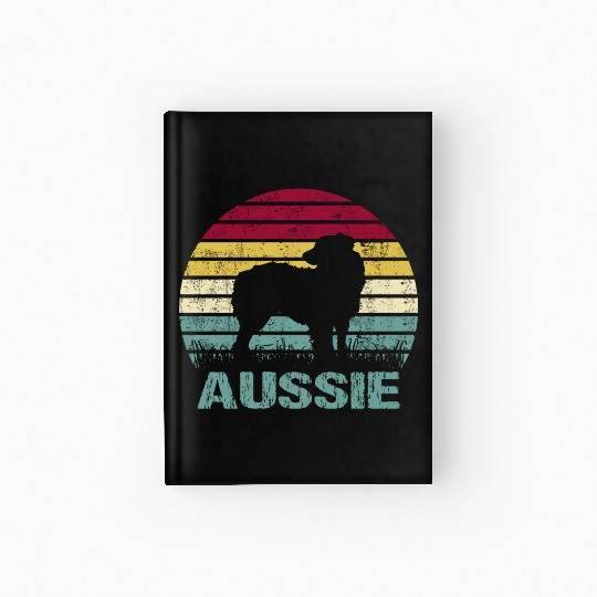 Aussie Australian Shepherd Retro Silhouette Hardcover Journal