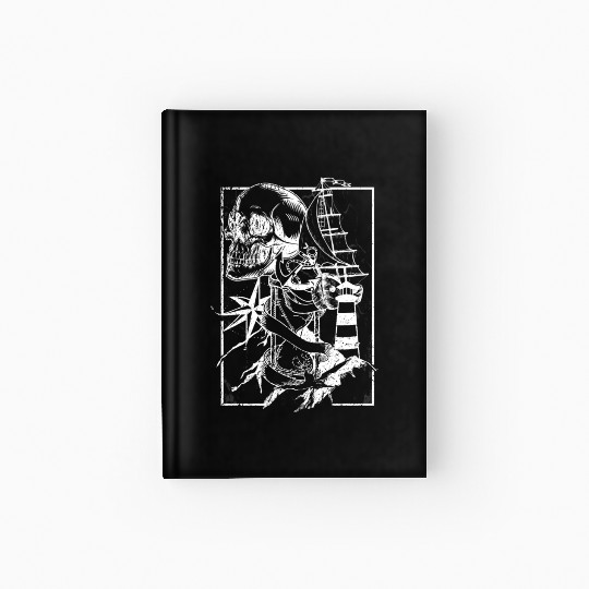 Sea life ship skull anchor compass Hardcover Journal