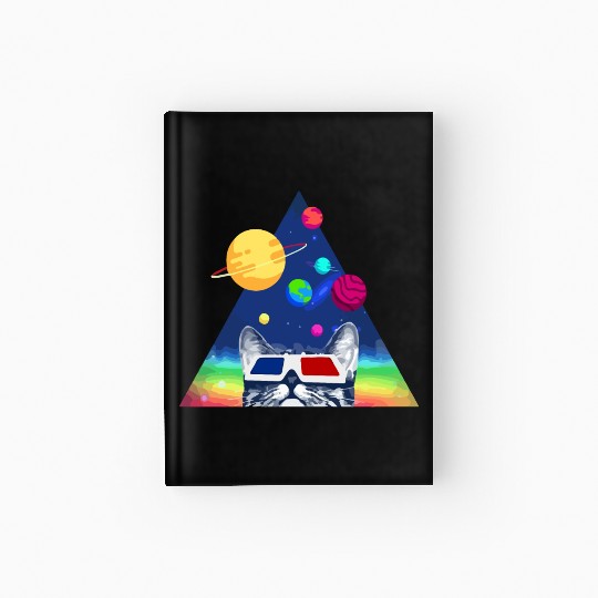 3D Space Cat Hardcover Journal