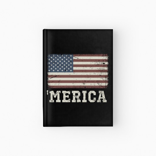 Merica Vintage Usa Flag Hardcover Journal