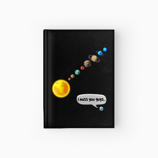 Funny Pluto and Solar System Space Science Gift Hardcover Journal